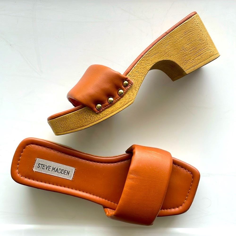 ✨5/$25✨ Steve Madden Wooden Brown Sandal Heels